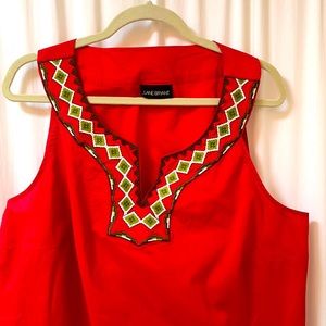 Lane Bryant Red Embroidery Short Sleeve Top